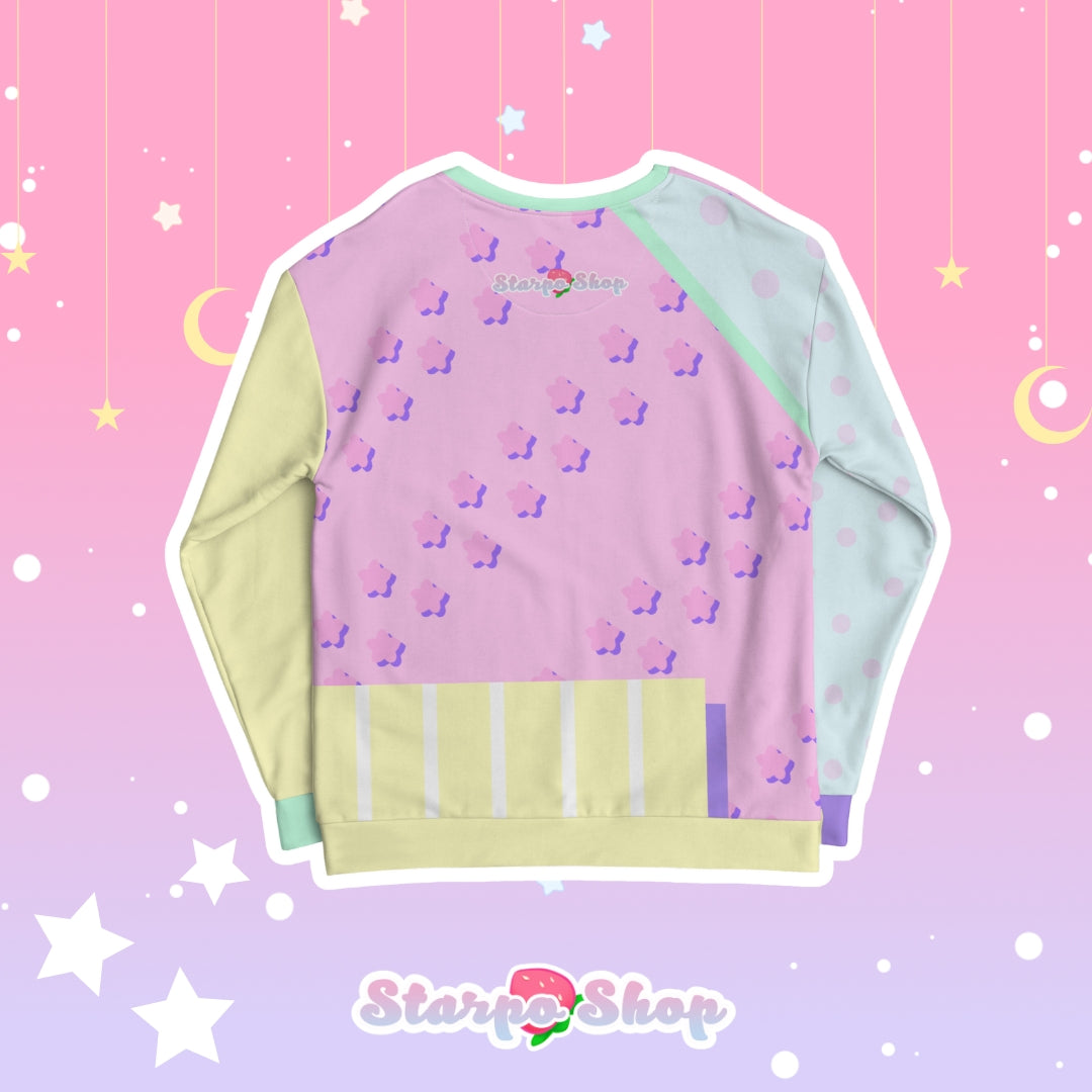 kawaii Harajuku inspired all over print sweater. Featuring triclops original character, Kake